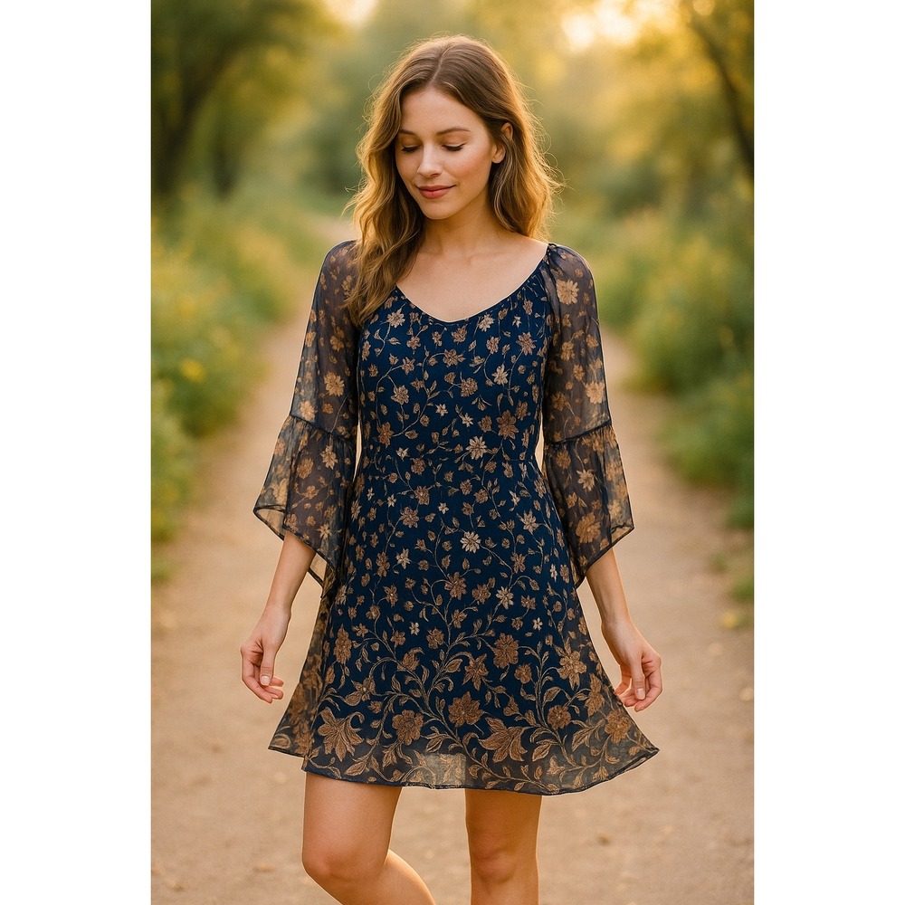 Love Ryan Los Angeles Blue Floral Dress – Size M